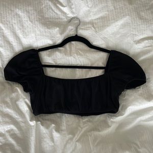 H&M puff sleeve ultra crop top